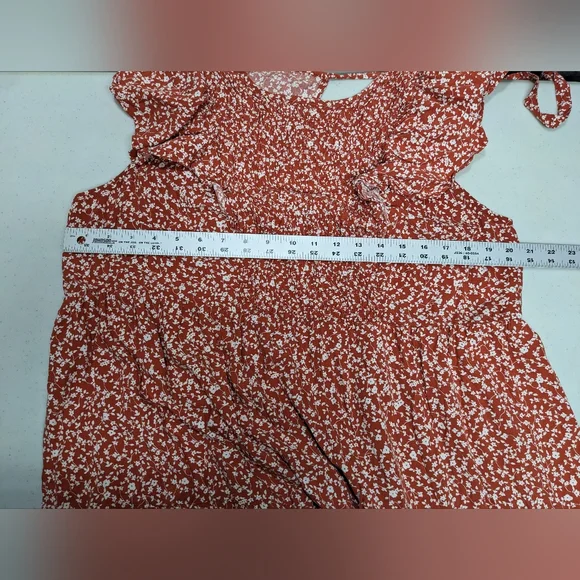 Old Navy Ruffle Smocked Short Sleeve Floral Midi Dress 2X Cottagecore Prairie - Picture 7 of 7